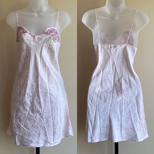 Vintage 80’s Val Mode Pink Embroidered Chemise Slip Lingerie Cottagecore Retro